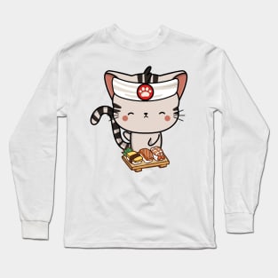 Sushi Chef Tabby Cat Long Sleeve T-Shirt